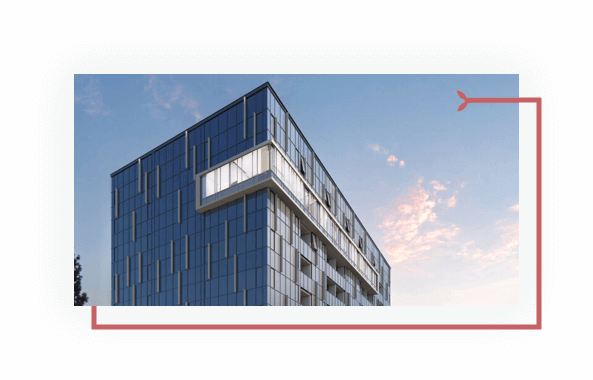 Looking up at modern building, background sky